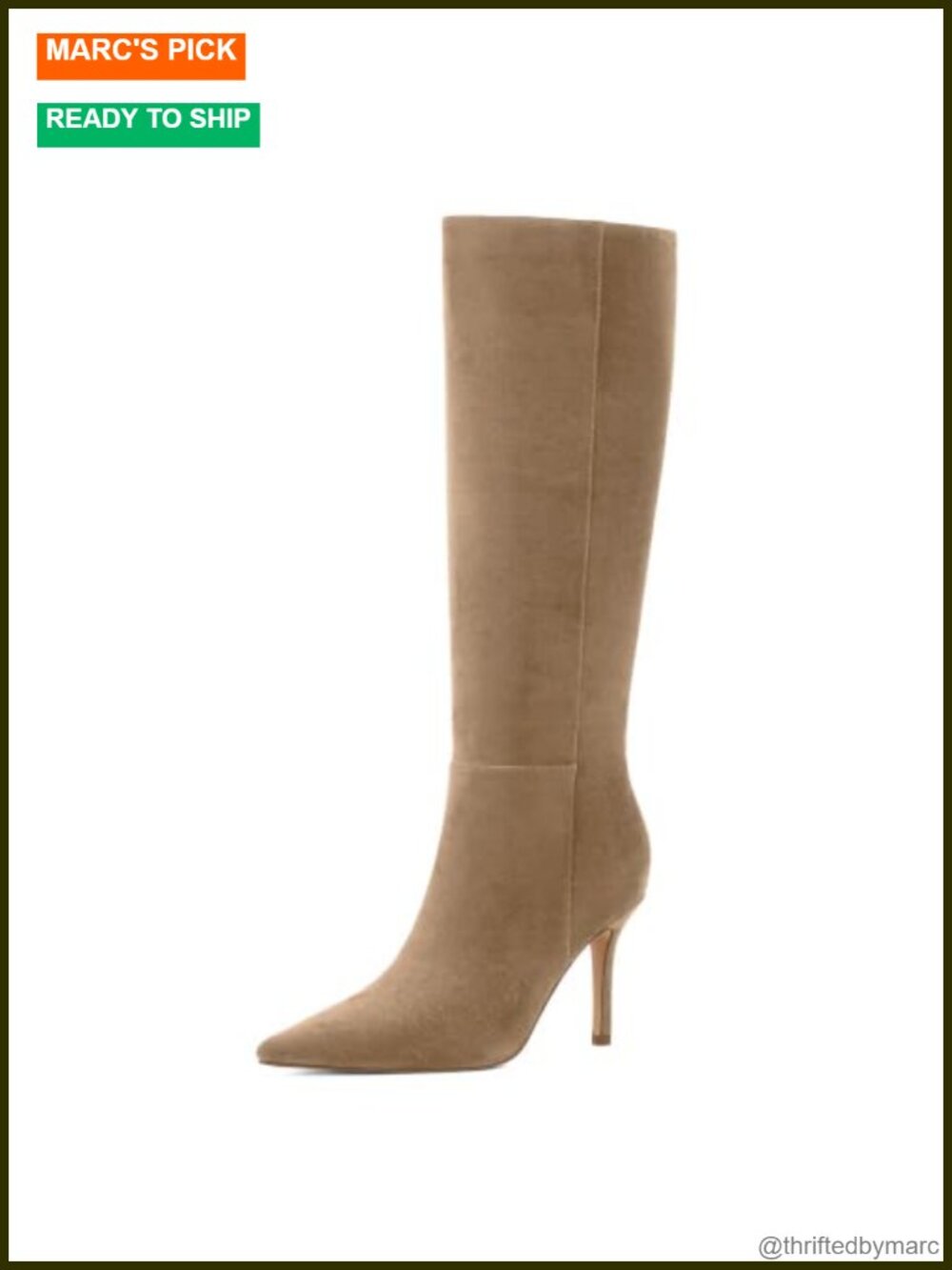 Easyfox Womens Faux Suede Knee High Boots Pointed Toe Stiletto Heel Tall